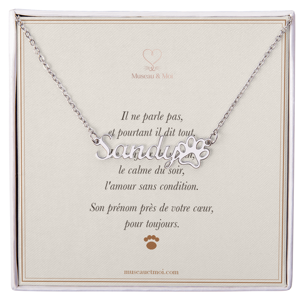 Collier prénom avec empreinte de patte — personnalisé
