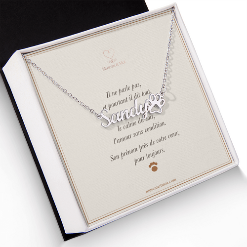 Collier prénom avec empreinte de patte — personnalisé