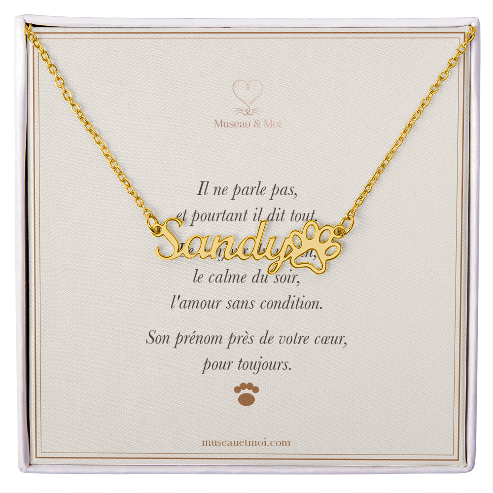 Collier prénom avec empreinte de patte — personnalisé