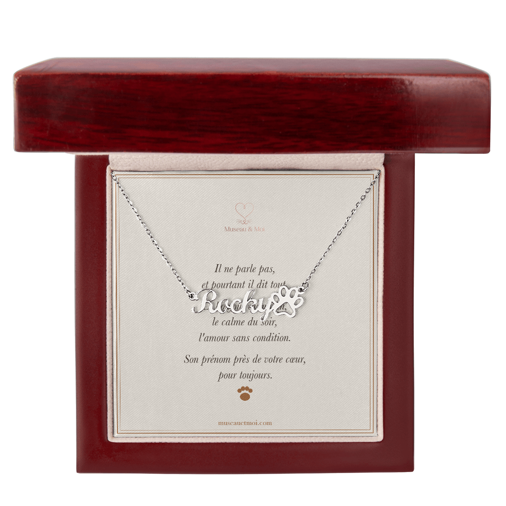 Collier prénom avec empreinte de patte — personnalisé