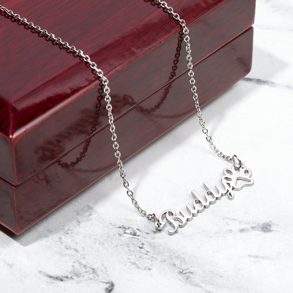Collier prénom avec empreinte de patte — personnalisé