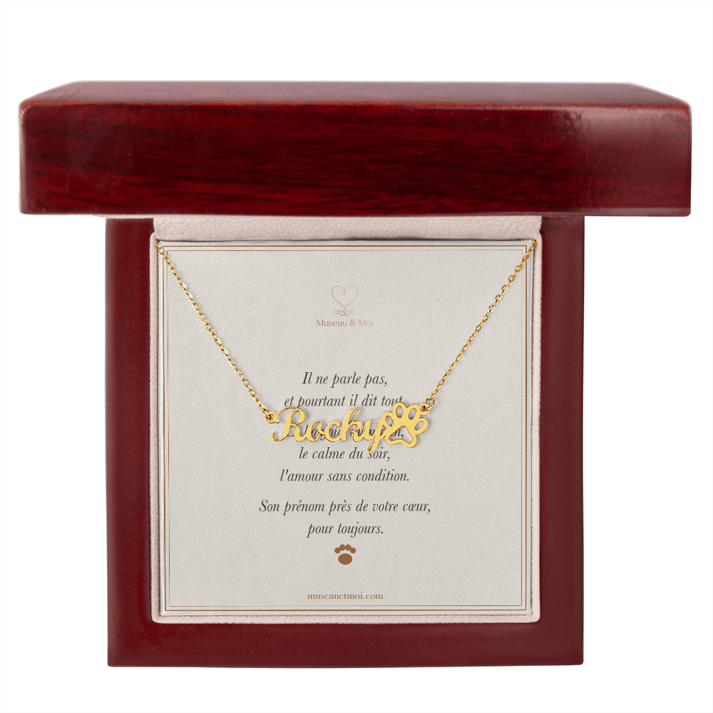 Collier prénom avec empreinte de patte — personnalisé