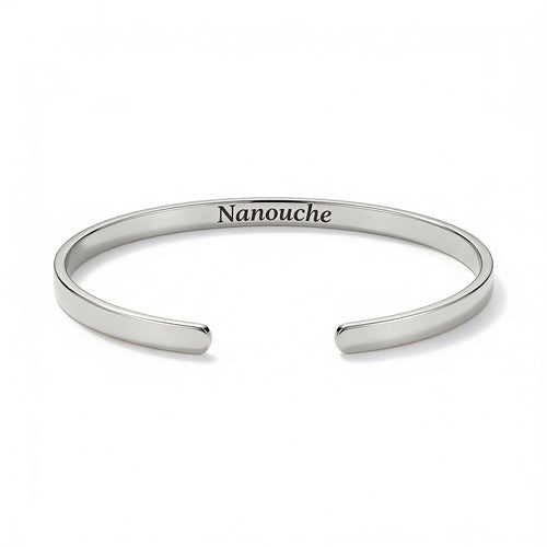 Bracelet jonc en acier inoxydable poli gravé au prénom de l'animal