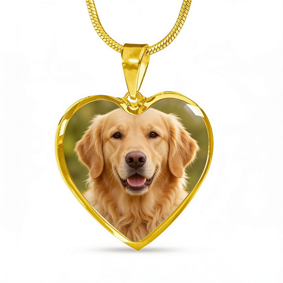 Collier pendentif cœur plaqué or avec la photo d'un chien