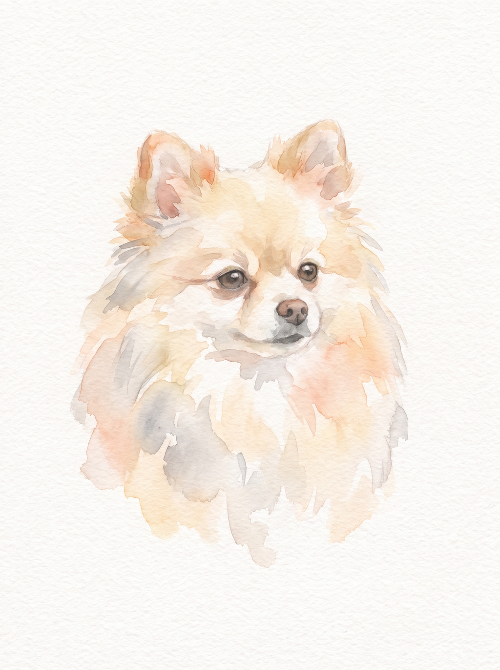 Portrait de spitz nain style Aquarelle