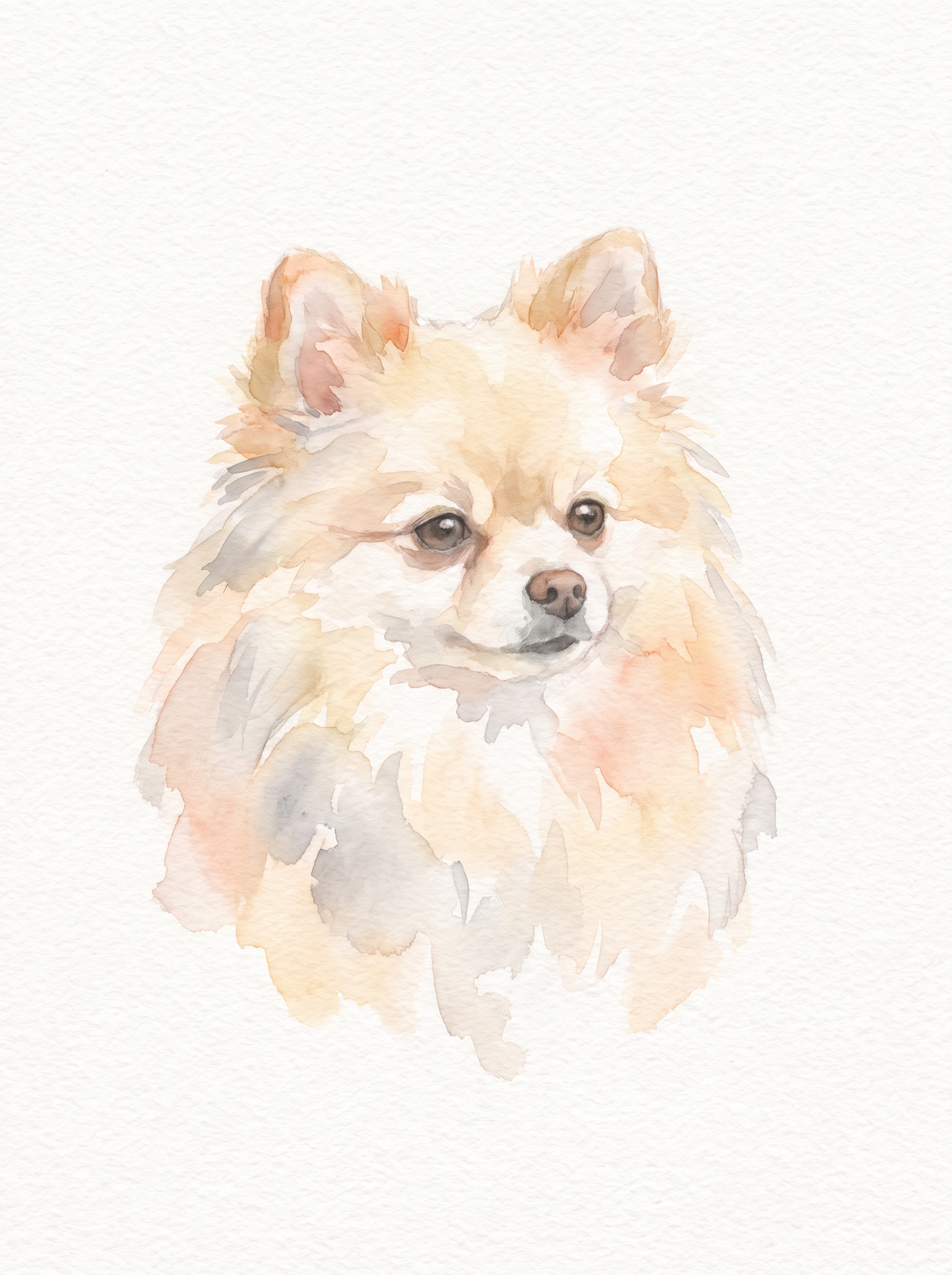 Portrait de spitz nain style Aquarelle