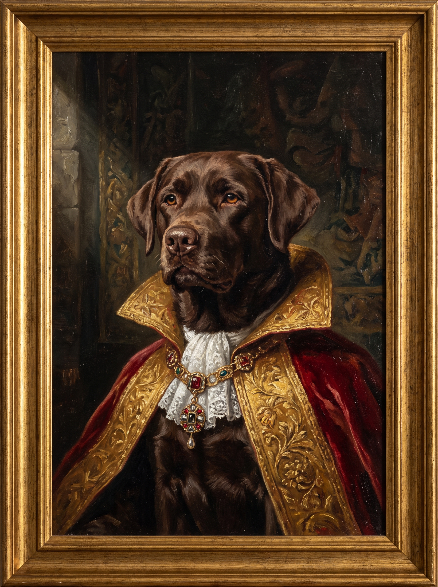 Portrait de labrador chocolat style Grand Maitre