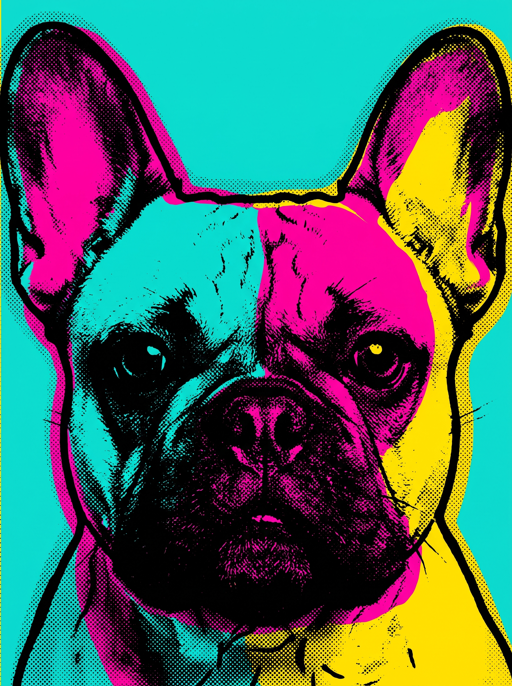 Portrait de bouledogue francais style Pop Art