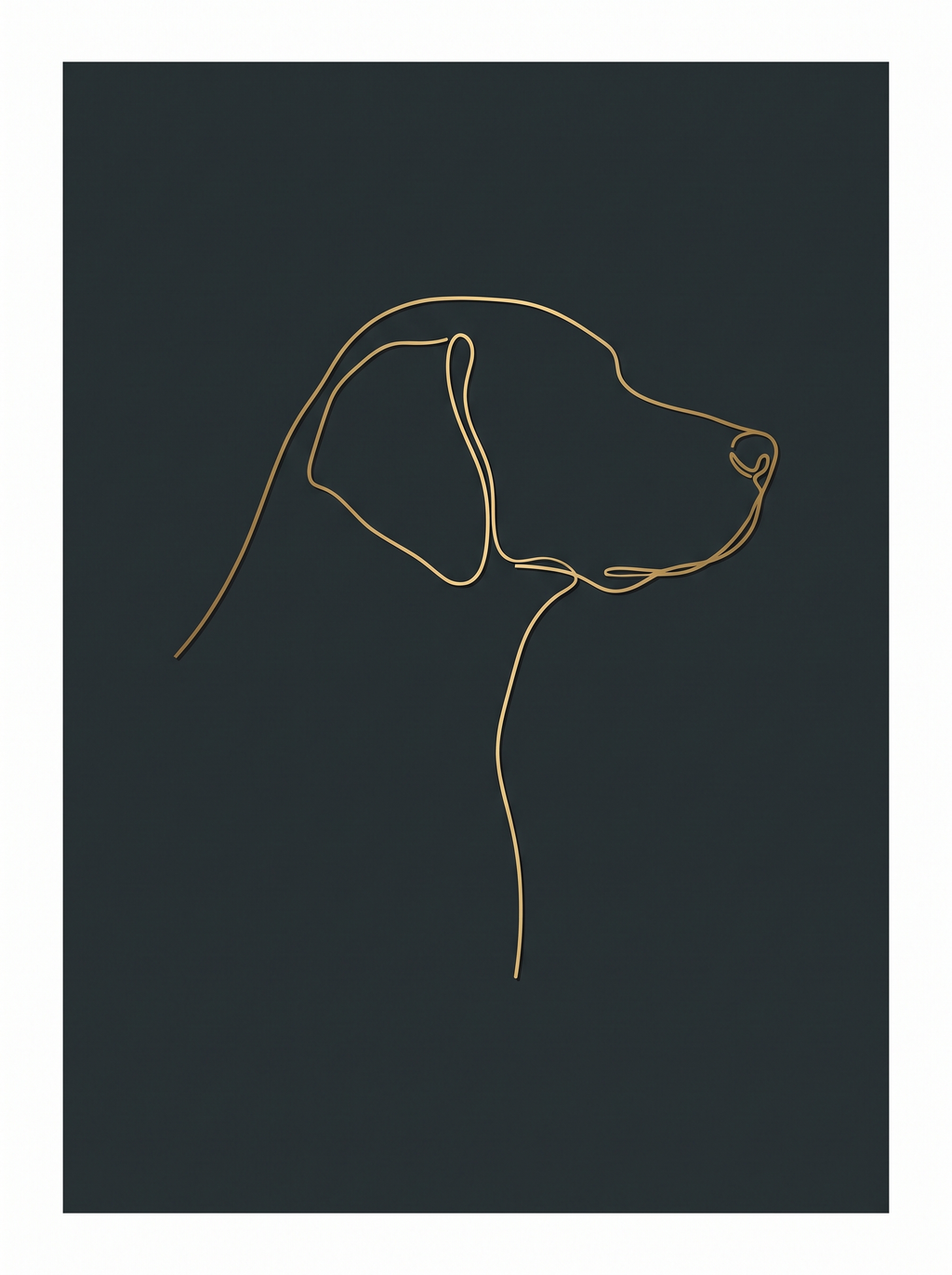 Portrait souvenir de chien style Ligne d or