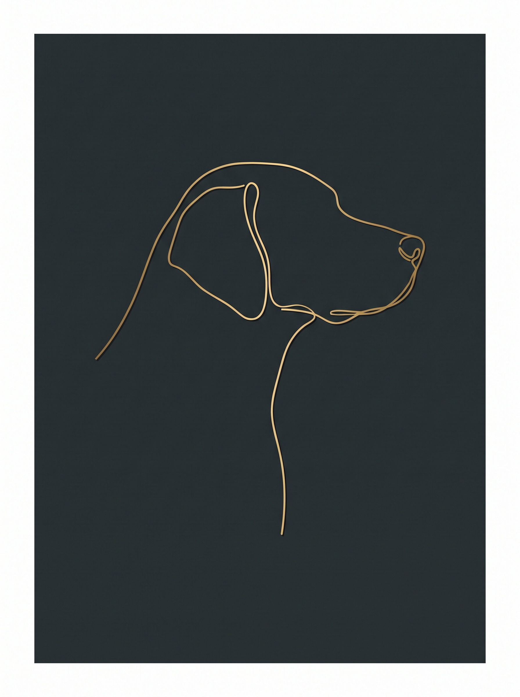 Portrait souvenir de chien style Ligne d or