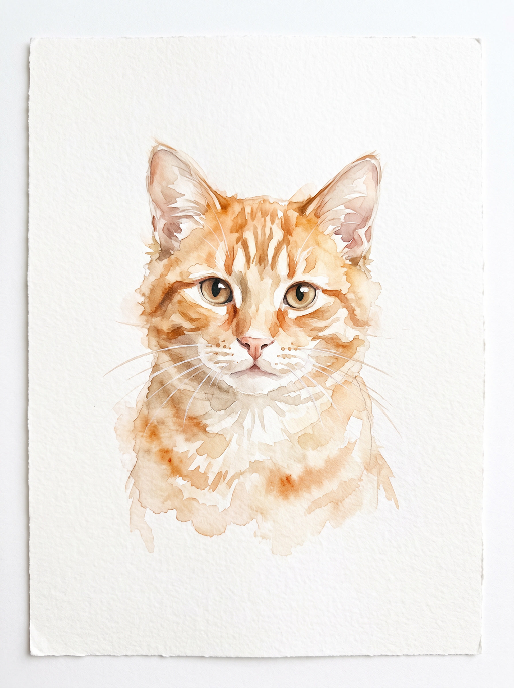 Portrait de chat roux tigre style Aquarelle