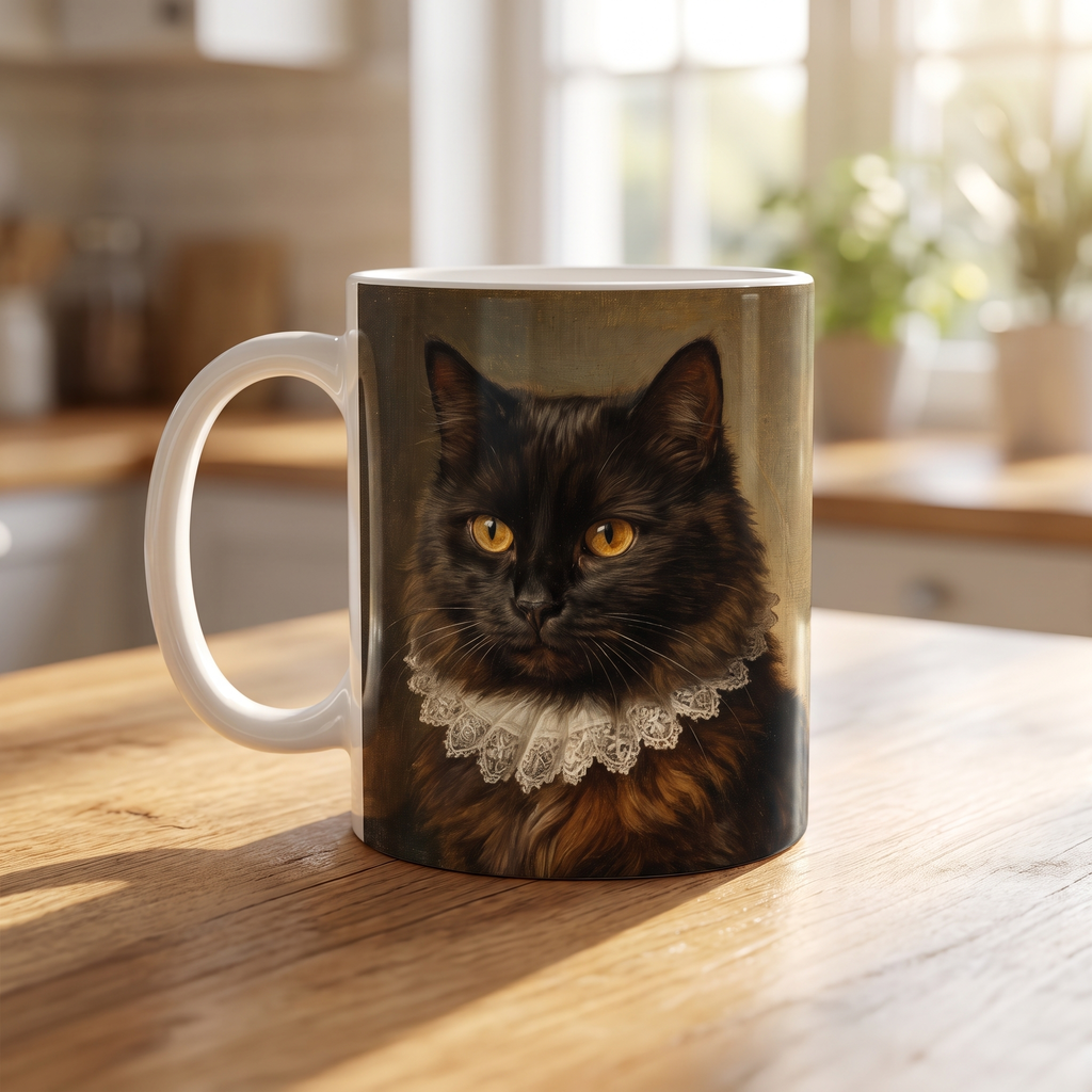 Mug ceramique blanc avec le portrait de Nanouche, style Grand Maitre