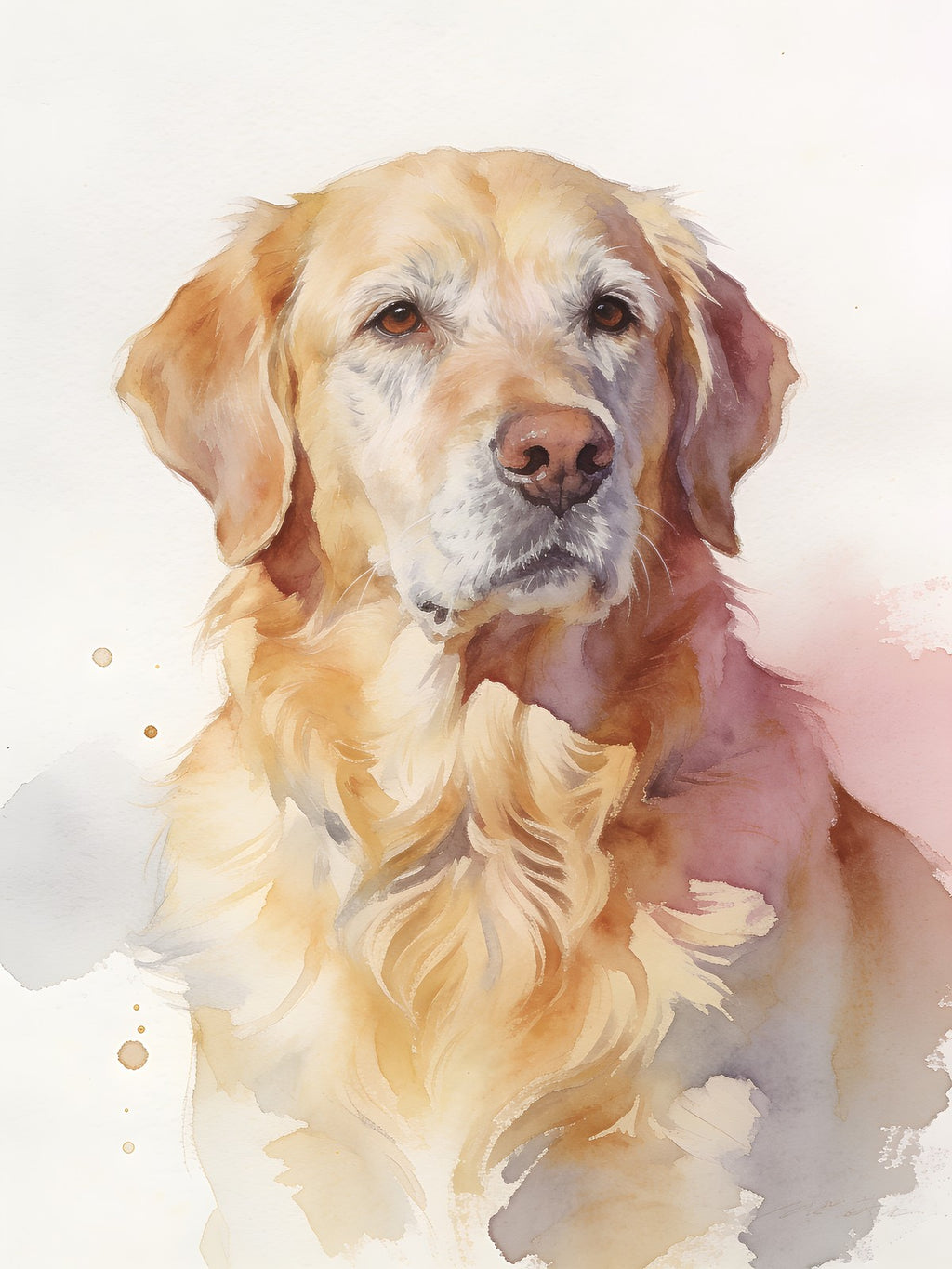 Portrait souvenir de chien age, style Aquarelle