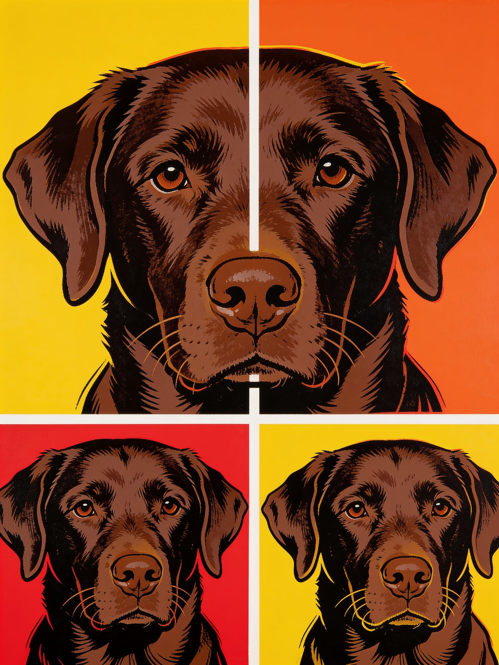 Portrait de labrador chocolat style Pop Art
