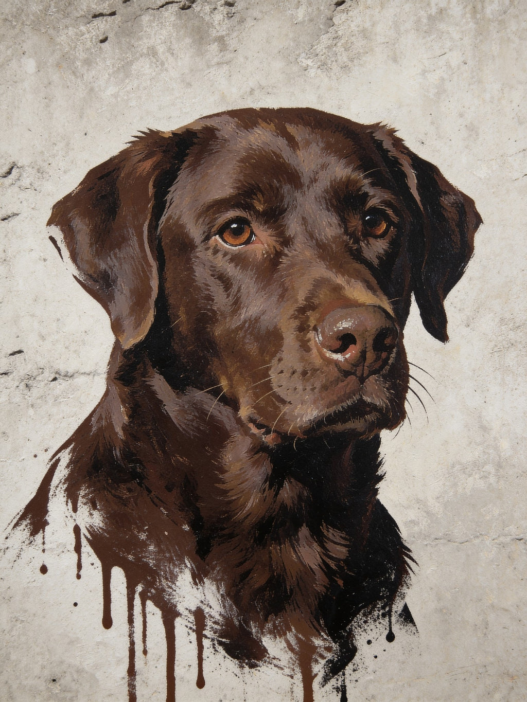 Portrait de labrador chocolat style Street Art