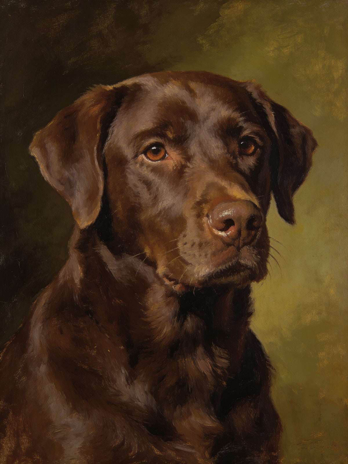 Portrait de labrador chocolat style Grand Maitre